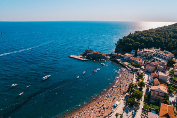 Montenegro,Petrovac,Old,Town,Drone,View